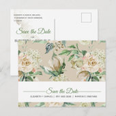 クリーム ローズ ウォーターカラー パターン オーダーメイド 案内ポストカード (正面/裏面)