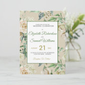 クリーム ローズ バッド ハイドランジア ウォーターカラー クラシック 招待状 (スタンド正面)