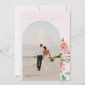 クリーム&ローズ | ロマンティックな春の花を纏うウェディング サンキューカード (正面)