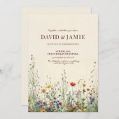 クリーム ワイルドフラワー ウェディング 招待状 (正面/裏面)