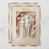 クリーム ヴィンテージ 折り紙スタイル 結婚式 美しい 招待状 (正面/裏面)