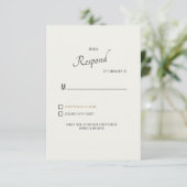 クリーム 現代フォント ブラック テキスト ウェディング RSVP (スタンド正面)