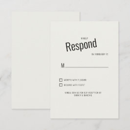 クリーム 現代 ブラック テキスト ウェディング RSVP