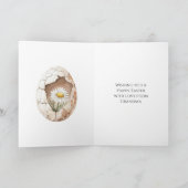 クリーム 緑 茶色 白 ダイシー 花 イースター エッグ カード (内部)