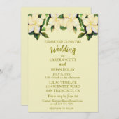 クリーム&金ゴールドカラライズグリーン結婚リーズ 招待状 (正面/裏面)