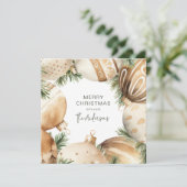 クリーム&金ゴールドクリスマスツリーオーナメント 招待状 (スタンド正面)