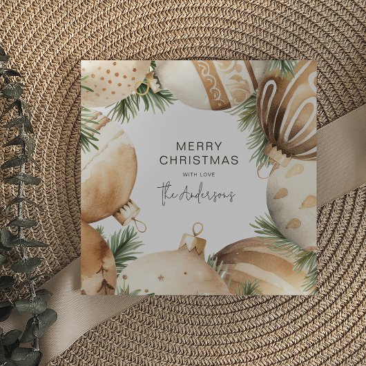 クリーム&金ゴールドクリスマスツリーオーナメント 招待状