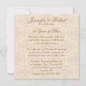 クリーム&金ゴールドダマスクイニシャル記念日 招待状 (裏面)