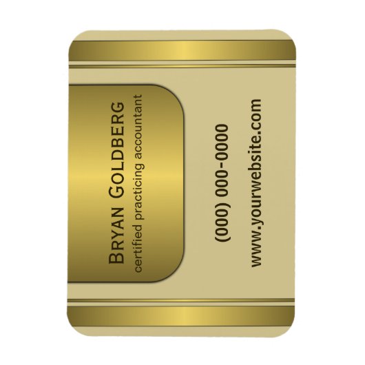 クリーム·金ゴールドプレート会計士小型フレキシ磁石 マグネット (縦)