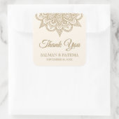 クリーム&金ゴールドヘンナ結婚・メンディさん スクエアシール (バッグ)