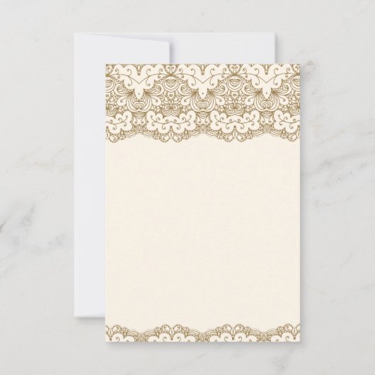 クリーム&金ゴールドレースイスラム結婚教徒 出欠カード (裏面)