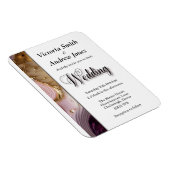 クリーム、金ゴールド、ピンクスワール結婚式招待状 マグネット (右側)