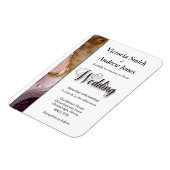 クリーム、金ゴールド、ピンクスワール結婚式招待状 マグネット (左側)