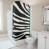 クリーム、黒とミントグリーン シャワーカーテン (インサイチュ)