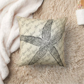 クリーム、黒、ヒトデは装飾用クッションを設計しました クッション (ブランケット)