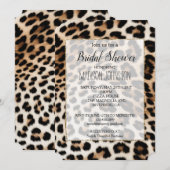 クリーム 黒 ヒョウ柄 プリント 招待状 (正面/裏面)