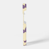 クリームiPhoneで蝶の喜び14ケースモノグラム iPhoneケース (左側面)