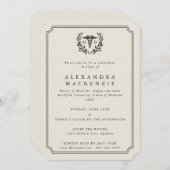 クリームMDカドゥセウス+ローレルリースドクター卒業 招待状 (正面/裏面)