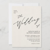 クリームQRコードオールインワンモダンチックウェディング 招待状 (正面)