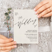 クリームQRコードモダン全て結婚One Chic 招待状