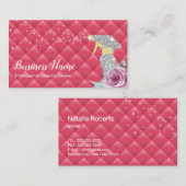 クリーモダンニングサービスシルバースプレーラグジュアリーピンク 名刺 (正面/裏面)