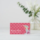 クリーモダンニングサービスシルバースプレーラグジュアリーピンク 名刺 (スタンド正面)