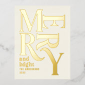 クリーモダンミニマルム伝統的・メリー・クリスマス 箔シーズンポストカード (正面)