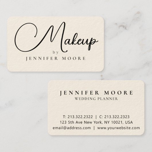 クリーモダンムとブラックのメイクアップのスクリプト 名刺 (正面/裏面)