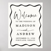 クリーモダンムとブラックの波形の結婚歓迎 ポスター (正面)