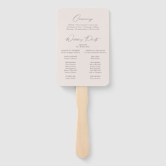 クリーモダンムエレガント結婚式 プログラム ハンドファン (裏面)