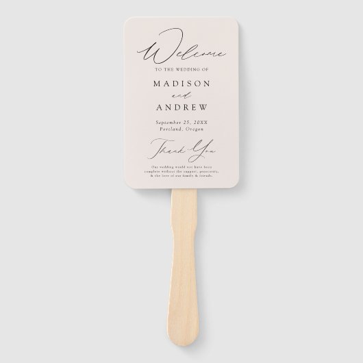 クリーモダンムエレガント結婚式 プログラム ハンドファン (正面)