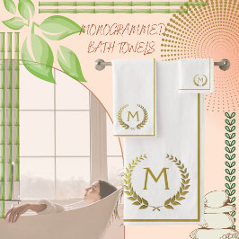 クリーモダンムエレガント金ゴールドシックなモノグラーム バスタオルセット
