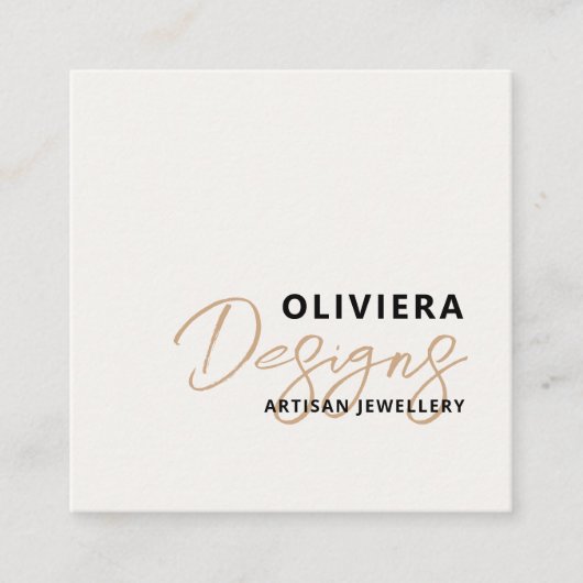 クリーモダンムエレガント+イエロースクリプトQRコード スクエア名刺 (正面)