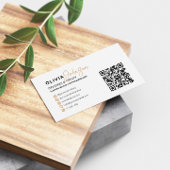 クリーモダンムエレガント+黄色タイポグラフィQRコード 名刺