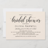 クリーモダンムブラックスクリプ結婚トブライダルシャワー 招待状 (正面)