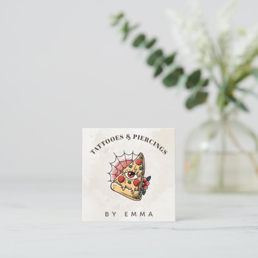 クリーモダンム大理石おもしろいピカッコいいザタトゥーアーティスト スクエア名刺 (スタンド正面)