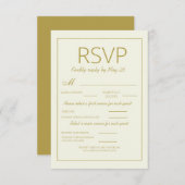 クリーモダンム金ゴールドウェディングRSVPバーチカルミール 出欠カード (正面/裏面)