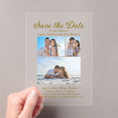 クリーモダンム4写真2面アーチ結婚ズ アクリル招待状 (インサイチュ (ポータブル))