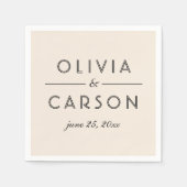 クリーモダンム・アンド・ブラック結婚・モノグラム スタンダードカクテルナプキン (正面)