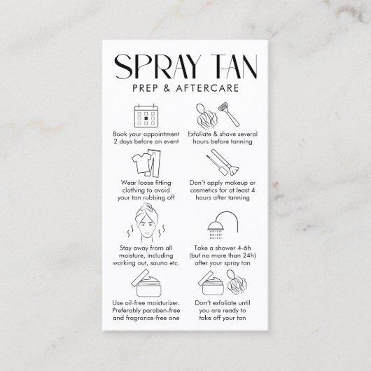 クリーモダンム&ホワイトスプレイエレガントタンアフターケア 名刺 (正面)