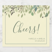 クリーモダンム&ユーカリ結婚のシャンパンラベル スパークリングワインラベル (シングルラベル)