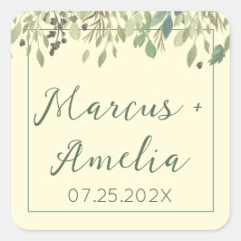 クリーモダンム&ユーカリ結婚ス スクエアシール