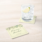 クリーモダンム&ユーカリ結婚ス スクエアペーパーコースター (インサイチュ)