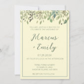 クリーモダンム&ユーカリ結婚ス 招待状 (正面)