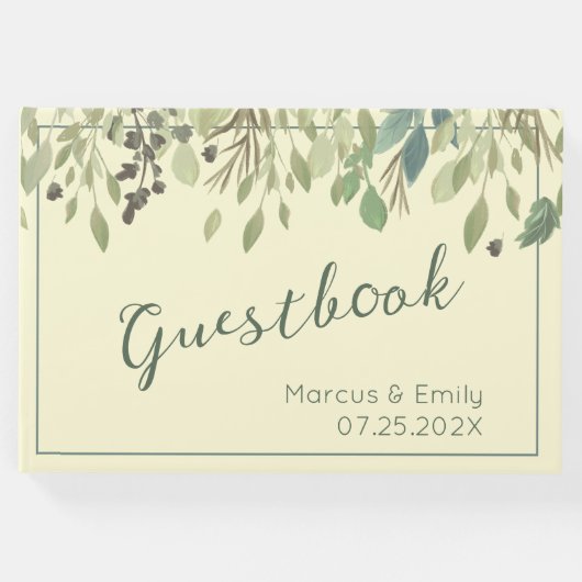 クリーモダンム&ユーカリ結婚ズゲストブック ゲストブック (正面)