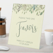 クリーモダンム&ユーカリ結婚式の引き出物 台座サイン (インサイチュ)