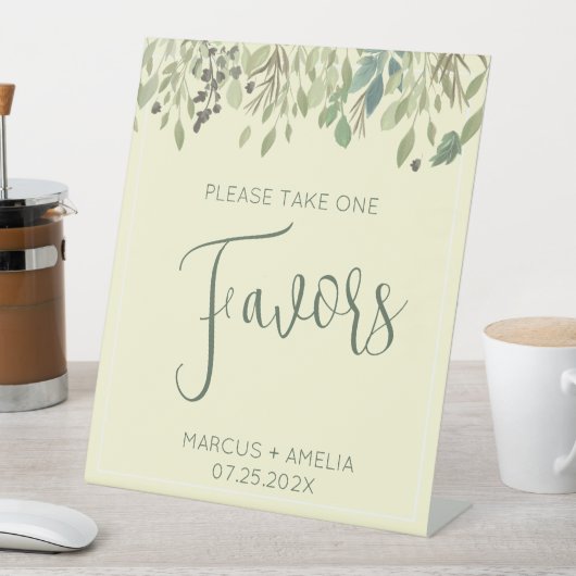 クリーモダンム&ユーカリ結婚式の引き出物 台座サイン (インサイチュ)