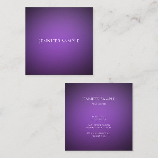 クリーモダンンスタイリッシュパープルテンプレートプロフェッショナル スクエア名刺 (正面/裏面)