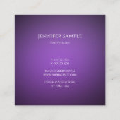 クリーモダンンスタイリッシュパープルテンプレートプロフェッショナル スクエア名刺 (裏面)