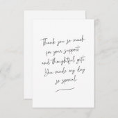 クリーンでシックな手書きスクリプト白黒 サンキューカード (正面/裏面)